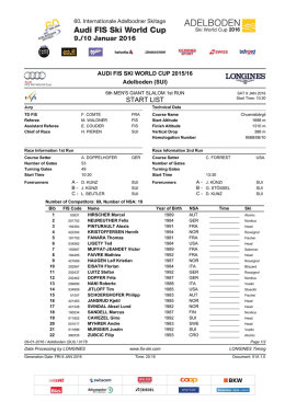 Start List Run 1 - FIS Ski World Cup Adelboden