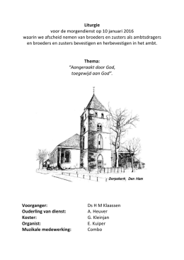 Liturgie 10 januari 2016 - Hervormde gemeente te Den Ham