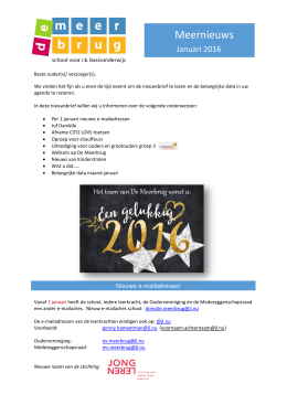 Nieuwsbrief januari 2016 - Zwanenburg