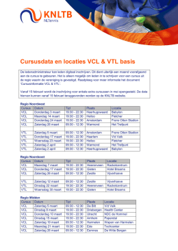 Cursusdata en locaties VCL & VTL basis