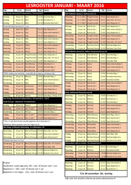 lesrooster januari - maart 2016 lesrooster januari