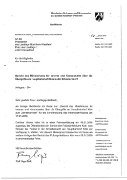 Bericht Polizeipräsidium Köln zu den Übergriffen am