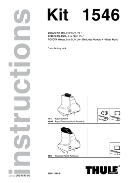 Thule Traverse Fit Kit 1298 Instructions