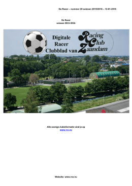 Clubblad nummer 20 Racer- seizoen 2015-2016