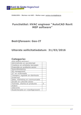 Functietitel: HVAC engineer “AutoCAD Revit MEP software