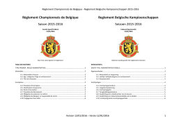 Règlement Championnats de Belgique Saison 2015-2016