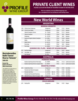 PRIVATE CLIENT WINES - Profile Wine Group