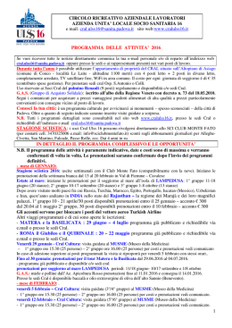 1 PROGRAMMA DELLE ATTIVITA` 2016 IN DETTAGLIO IL