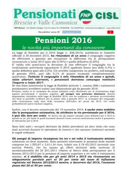 Pensioni 2016 - Cisl Brescia