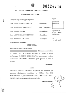 Corte di Cassazione, sez. VI, ordinanza 12/01/2016, n. 324