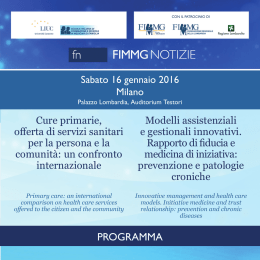 Programma Scientifico Milano 16 gennaio 2016