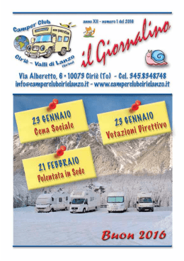 Guarda il Giornalino 1-2016 - Camper Club Ciriè Valli di Lanzo