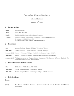 Curriculum Vitae et Studiorum - Department of Information