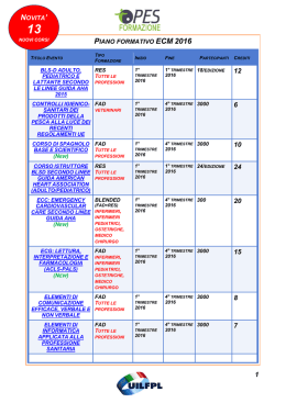 PIANO FORMATIVO ECM 2016 NOVITA`