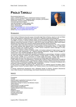 paolo tarolli - Dipartimento TESAF - Universit&agrave; degli Studi di Padova