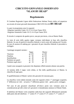 CIRCUITO GIOVANILE OSSERVATO &ldquo;SLAM BY HEAD&rdquo; Regolamento