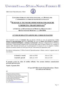 pubbl. il 13/01/2016 - Università degli Studi di Napoli Federico II