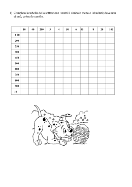 1) Completa la tabella della sottrazione : metti il simbolo meno e i