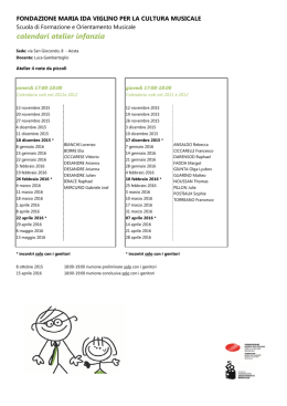 Calendario atelier 4 note da piccoli (nati nel 2011 e 2012)