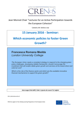 15 January 2016 - Seminar: Which economic policies to foster