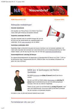 Belangrijke mededelingen! NADB Jury