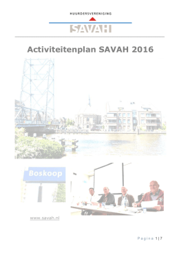 Activiteitenplan SAVAH 2016