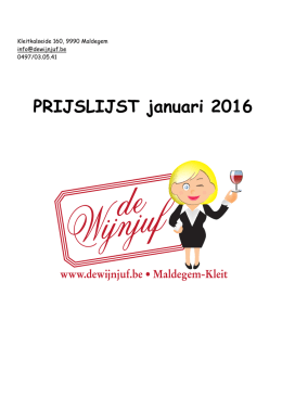 Prijslijst JAN 2016