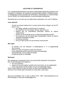 VACATURE ICT DUIZENDPOOT N.V. Centrale