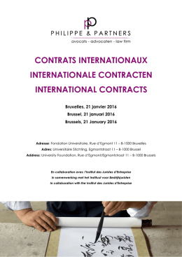 [21/01/2016] - Contrats internationaux