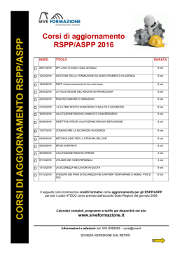 Corsi di aggiornamento RSPP/ASPP 2016