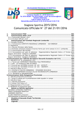 Comunicato Ufficiale N&deg; 27 del 21/01/2016
