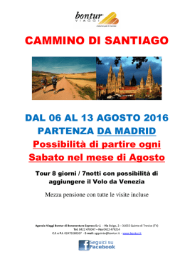 Programma Tour Cammino di Santiago 6 Agosto senza