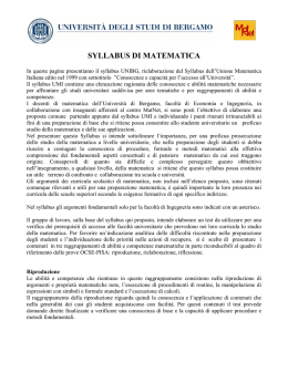 SYLLABUS DI MATEMATICA - Università degli Studi di Bergamo