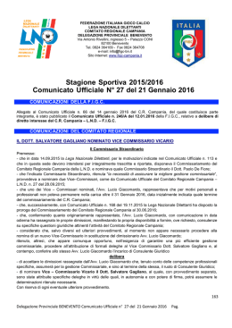 C.U. 27 - D.P. BENEVENTO - Comitato Regionale Campania
