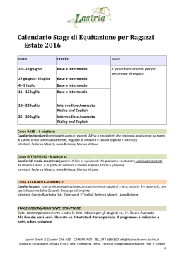 Calendario Stage di Equitazione per Ragazzi Estate 2016