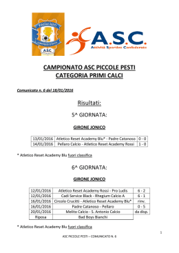 N° 6 del 18/01/2016 - ASC Reggio Calabria