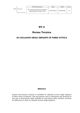 NT3 Norma di collaudo tecnico degli Impianti in fibra