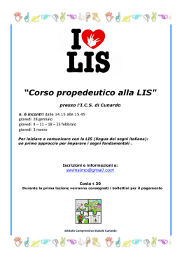 “Corso propedeutico alla LIS" - Istituto Comprensivo Statale Cunardo