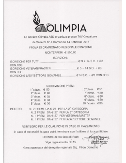 Le societ&agrave; Olimpia ASD organizza presso TAV Crevalcore