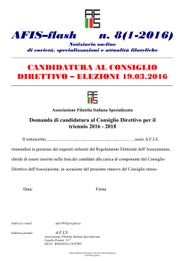 candidatura al Consiglio - AFIS - Associazione Filatelia Italiana
