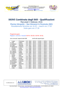 Conferma gare - Nuoto Sprint Borgo