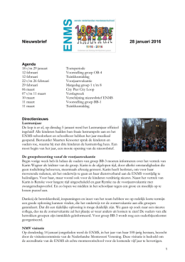 Nieuwsbrief 28 januari 2016 - Eerste Nederlandse Montessori School