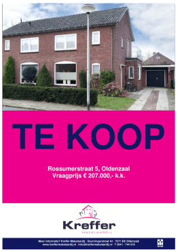 Rossumerstraat 5, Oldenzaal Vraagprijs € 207.000,- k.k.