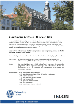 Good Practice Day Talen - 29 januari 2016
