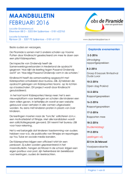 MAANDBULLETIN FEBRUARI 2016