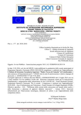 Autorizzazione progetto 10.8.1.A2-FESR PON-SI-2015