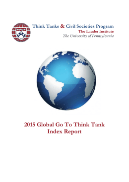 2015 Global Go To Think Tank Index Report