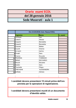 Orario esami ECDL del 28 gennaio 2016 Sede Maserati