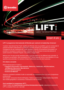 LIFT, il programma internazionale di Brembo per costruire la