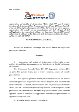 Approvazione del modello di dichiarazione &ldquo;Unico 2016&ndash;PF&rdquo;, con le
